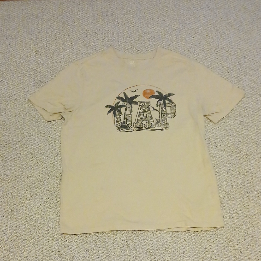 GAP Beige Graphic Tee with Palm Design Size L